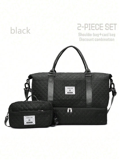 2-Piece Travel Tote Set – Large Capacity Mommy & Gym Bags with Wet/Dry Separation