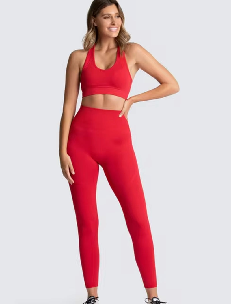 2-Piece Women’s Seamless Workout Set – Crop Top & High Waist Leggings  