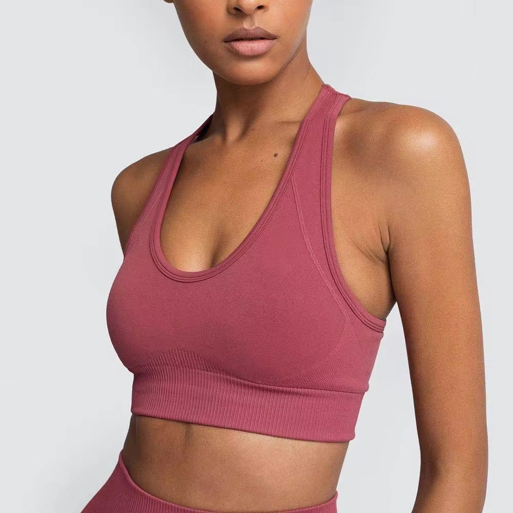 2-Piece Women’s Seamless Workout Set – Crop Top & High Waist Leggings  