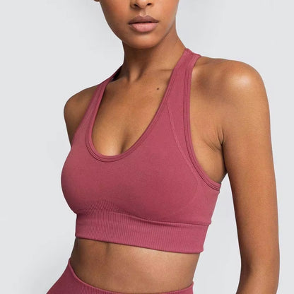 2-Piece Women’s Seamless Workout Set – Crop Top & High Waist Leggings  
