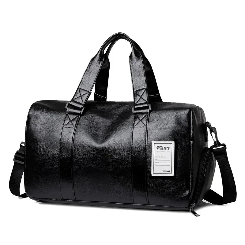 Leather Gym Bag – Sports Travel Shoulder Bag with Shoe Compartment  