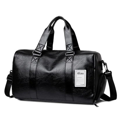 Leather Gym Bag – Sports Travel Shoulder Bag with Shoe Compartment  