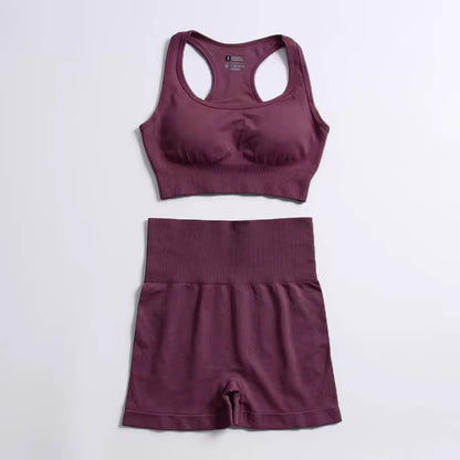 2-Piece Women’s Seamless Workout Set – Crop Top & High Waist Leggings  