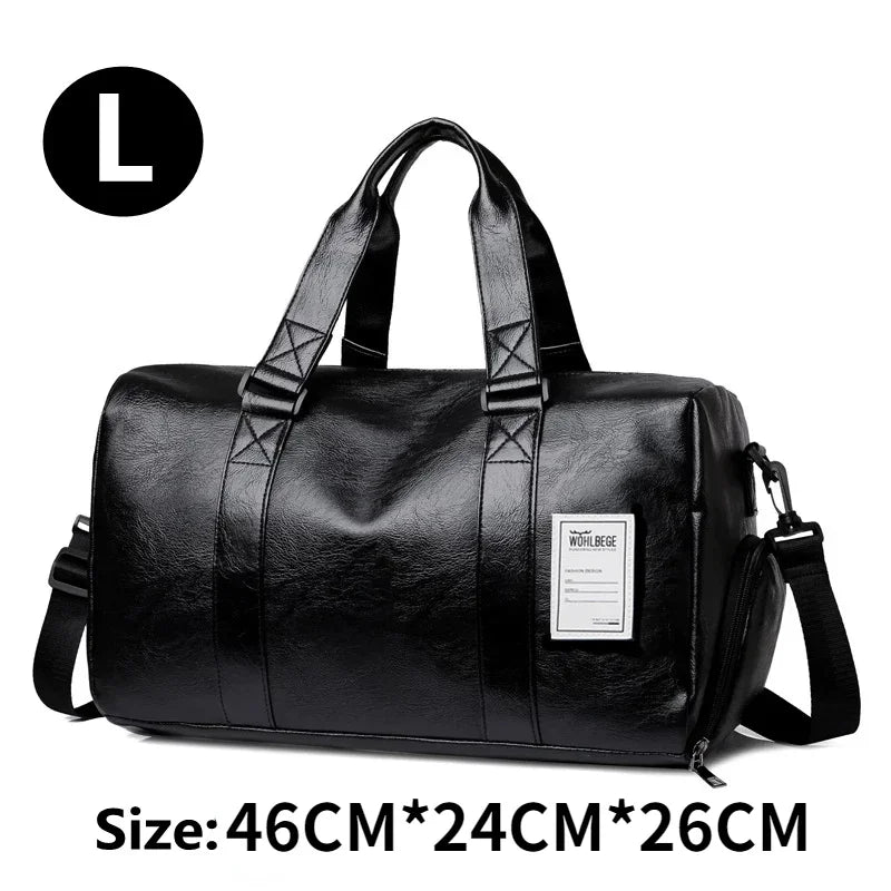 Leather Gym Bag – Sports Travel Shoulder Bag with Shoe Compartment  