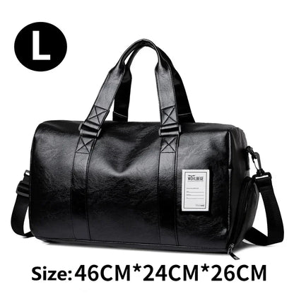 Leather Gym Bag – Sports Travel Shoulder Bag with Shoe Compartment  