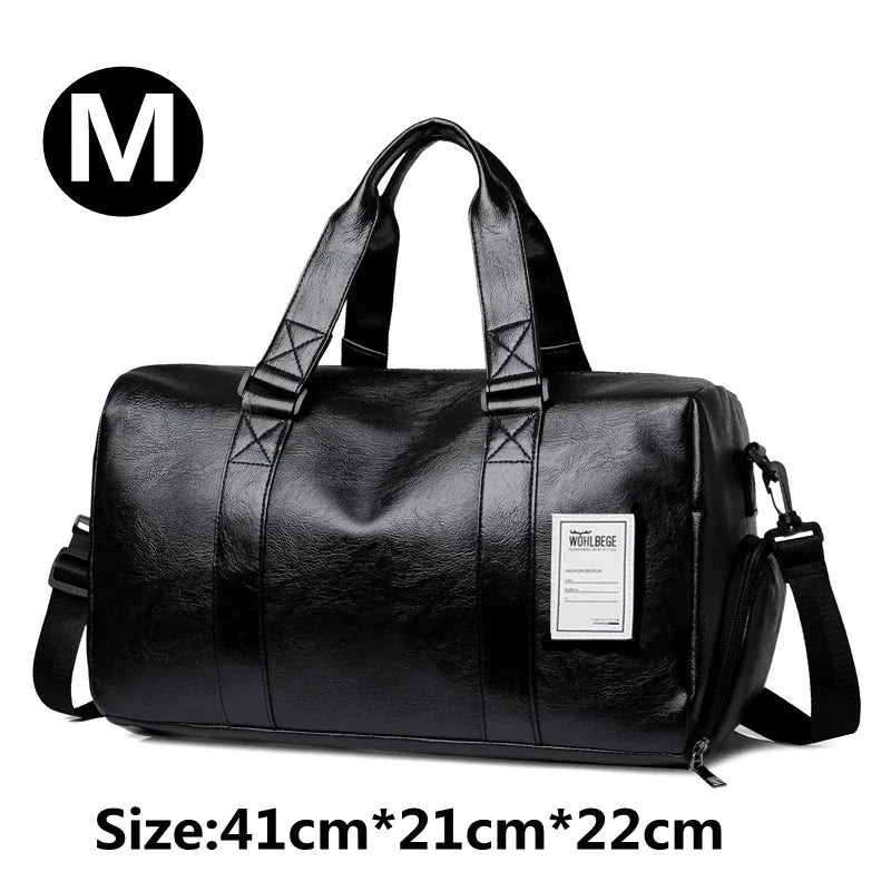 Leather Gym Bag – Sports Travel Shoulder Bag with Shoe Compartment  