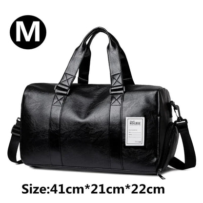 Leather Gym Bag – Sports Travel Shoulder Bag with Shoe Compartment  