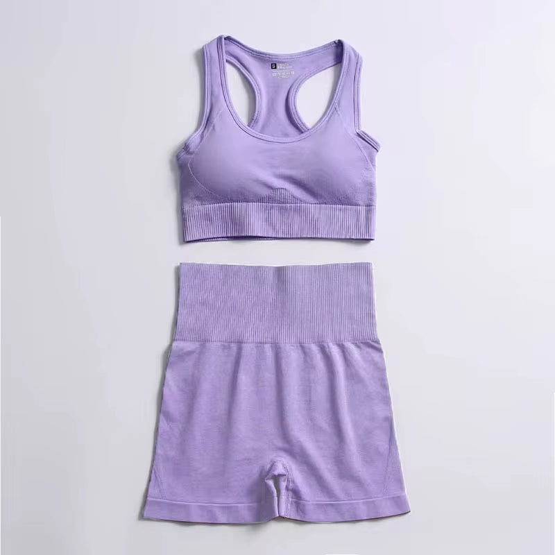 2-Piece Women’s Seamless Workout Set – Crop Top & High Waist Leggings  
