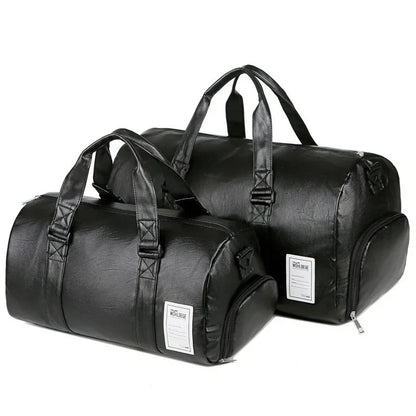 Leather Gym Bag – Sports Travel Shoulder Bag with Shoe Compartment  